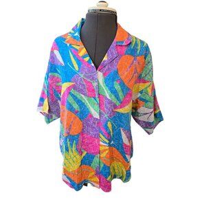 Tropical‎ Caribou XL Short Sleeve Button-Down Shirt All Over Print Art to Wear